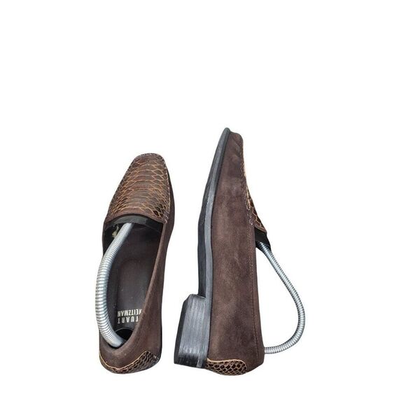 Stuart Weitzman Loafers Women Sz 8M Brown Leather Designer Animal Print Workwear - Picture 5 of 6
